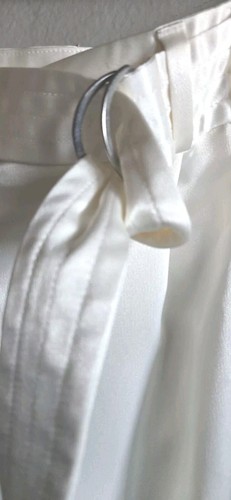 Maeve Anthropologie Parachute Satin Pants Women's 4 Cream Belted NWT - Picture 3 of 8