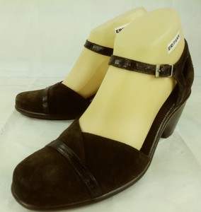 Dansko-Wos-Shoes-Heels-EU-37-Brown-Suede-Snake-Leather-Ankle-Strap-Buckle-5295