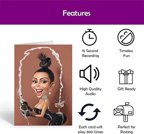 Kim Kardashian Talking Birthday Card Voice Keeping Up with the Kardashians - Picture 3 of 3