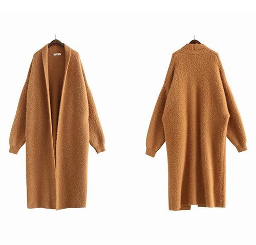 Lange lose gestrickte Damenpullover Kaschmirwollmischung Cardigan Mantel Outwear Parka - Bild 7 von 16