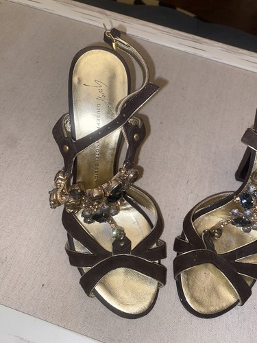 Giuseppe Zanotti Design Swarovski Crystal T Strap Ankle Strap Heel Sz. 36.5 6.5 - Picture 12 of 16