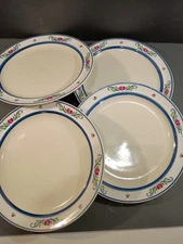 Tienshan Folk Dance Heart & Scroll Stoneware Dinner plates (set of 4) VGC