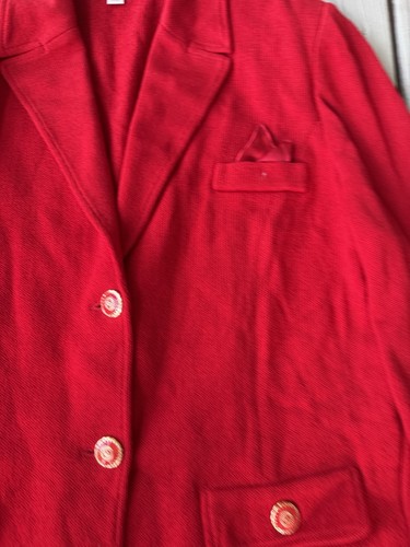 St John Collection Damen Gr. 16 Blazer Jacke Strick ROT klassisch geknöpft - Bild 5 von 12