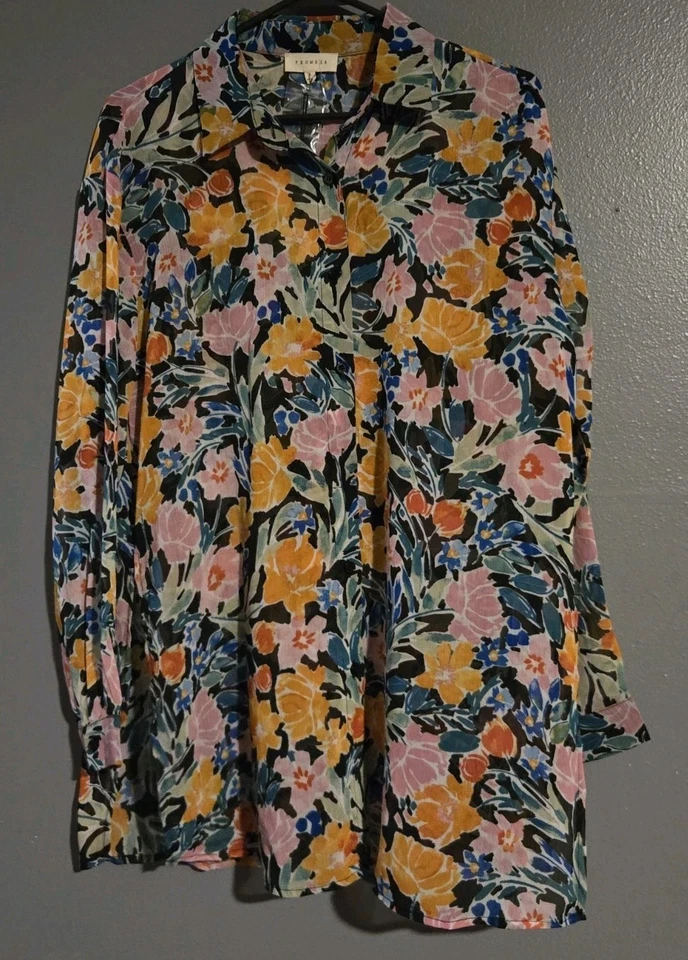 Promesa Romper шифоновое цветочный кнопка спереди рубашка Детский комбинезон размер S новый с Ярлыками  - Изображение 4 из 4