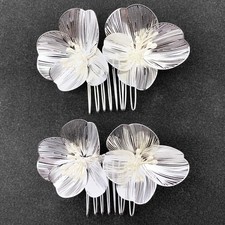 BETITETO Metal Flower Hair Combs 2pcs for Bride Wedding Hair Pins Pieces Accesso