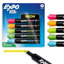 Neon Dry Erase Markers Bullet Tip Assorted Colors 5 Count