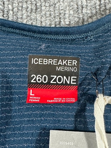Icebreaker Womens Large Blue 260 Zone Long Sleeve Crew Neck Top Base Layer NWT - Picture 3 of 9