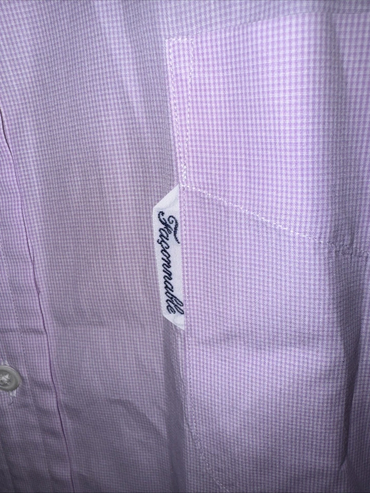 Camisa de vestir rosa facconable para hombre 16 1/2 (5) 100 % algodón manga larga Foto 4 de 4