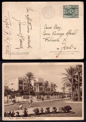 LIBYA Kolonie 30er Jahre Tripolis Postkarte nach Forli Italien