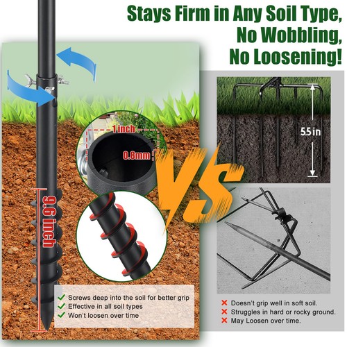 Heavy Duty Bird Feeder Pole - 88" Adjustable Bird House Stand Outdoor, Anti-T... - Picture 2 of 9