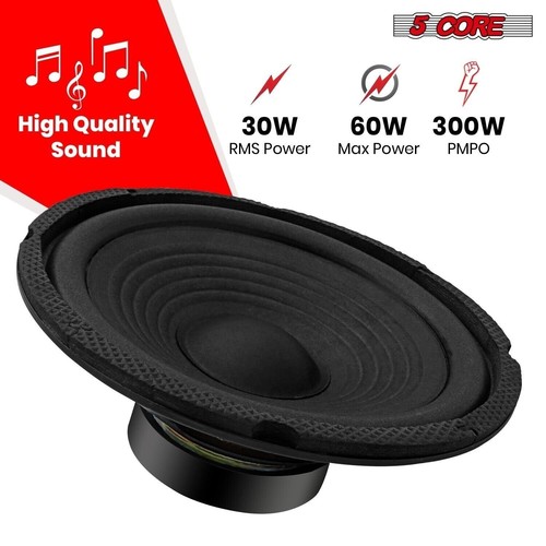 5Core 6.5" Subwoofer 300W 4Ohm Replacement Deep Bass Car Sub Woofer Speaker - Picture 2 of 10