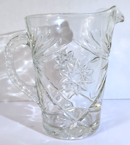 VTG Anchor Hocking Prescut Star of David Clear Glass Large Water Pitcher - Picture 3 of 7