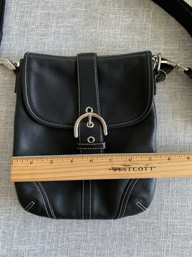 Coach Vtg Soho Buckle Flap Crossbody Bag Black Leather Convertible Shoulder - Picture 18 of 19
