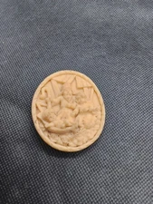 Vintage resin carved Brooch pin Nativity Scene baby Jesus Manger Christmas