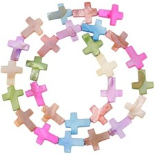  27PCS, 15x12mm/bead Bead Strands in Cross Shapes, Nature Shell Mater