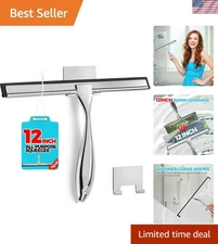 Shower Squeegee 12 Inch Glass Window Bathroom Car Windshield Mirror Stainless...