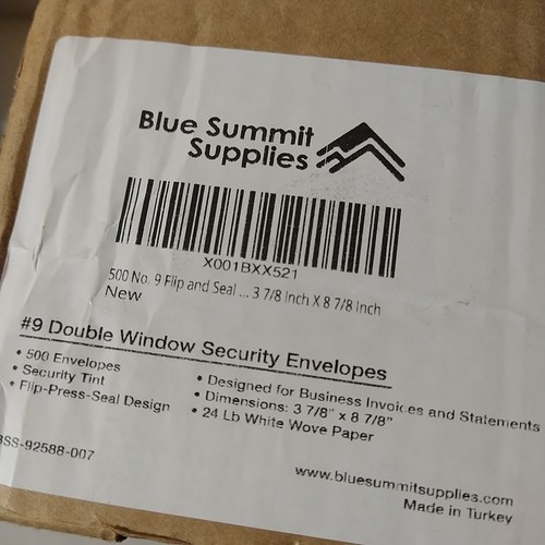 500 No. 9 Flip And Seal Double Window Security Envelopes Designed For Quickbooks - Picture 9 of 9