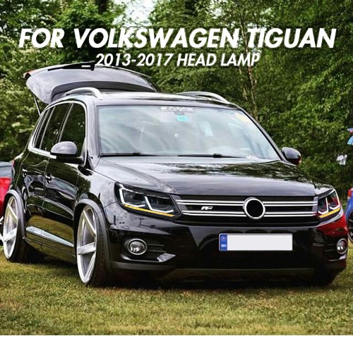 Full LED Head Light For Volkswagen Tiguan 2013-2017 Front Lamps W/Blue Animation - Picture 2 of 18