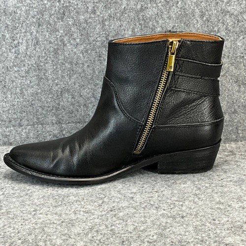 Lucky Brand Caelyn Black Leather Side Zip Up Point Toe Ankle Boot Women 6.5 - Picture 3 of 10