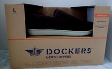 Dockers Mens Casual Slippers Memory Foam Brown L 9-10 NIB