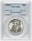 1936-D Walking Liberty Half Dollar PCGS MS-66 .... A Beauty