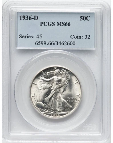 1936-D Walking Liberty Half Dollar PCGS MS-66 .... A Beauty
