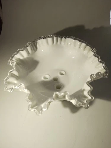 Vtg Fenton Silver Crest Epergne 4 Hole Glass Bowl Base 11.5"x 11.5 No Horns