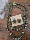 Vintage Jewelry Lot Costume Earrings Necklace Clip On Estate Japan Green