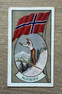 An Allen Trade Card Sports & Flags of Nations No. 17 Norwegen Skifahren