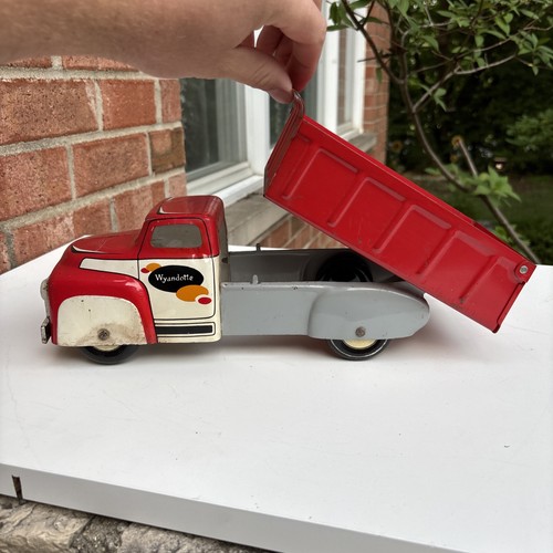 Vintage Wyandotte Pressed Steel Toy Dump Truck Made In USA Rare White Red 40s - Picture 5 of 24