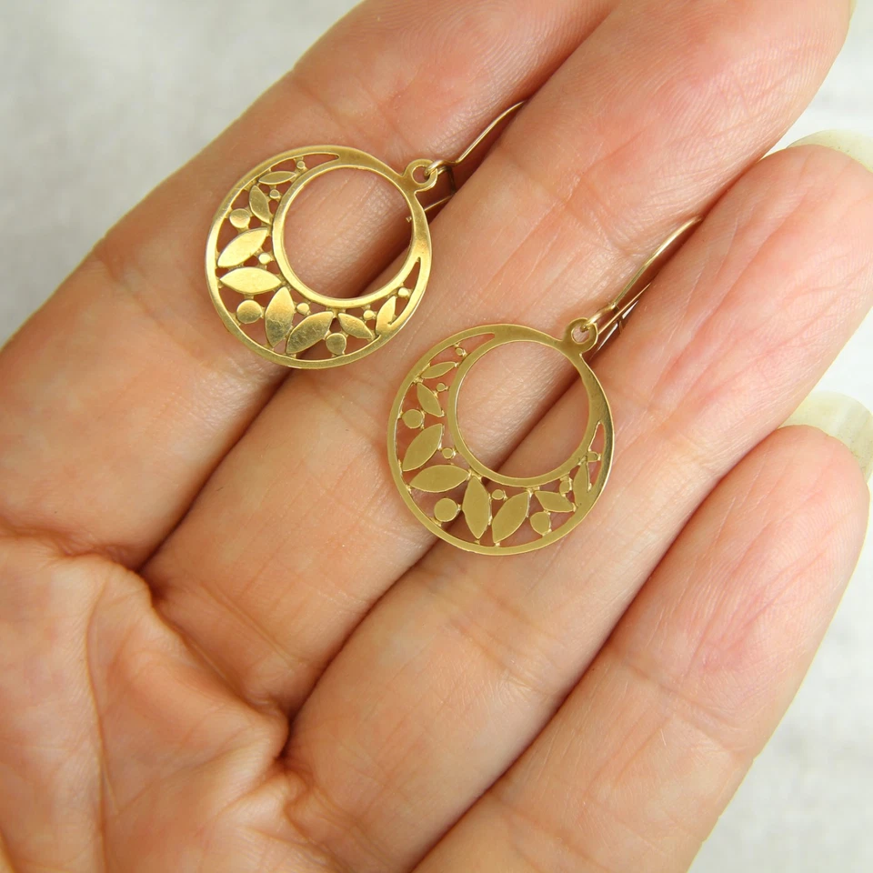 Серьги-капли с золотыми дисками 9 карат - Изображение 2 из 4