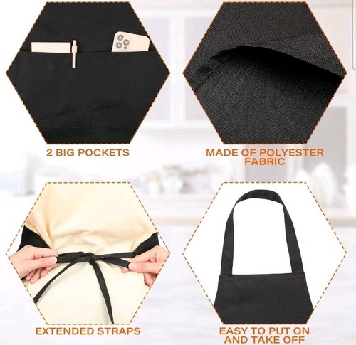 36 Stück Uni Latzschürzen mit 2 Taschen Unisex Damen Herren Schürze waschbar schwarz - Bild 3 von 4