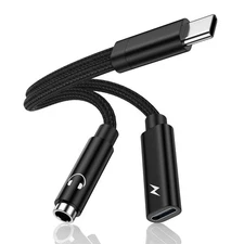 Samsung Galaxy S25 Headphone Adapter, 2 in 1 USB C to 3.5mm Aux Audio Jack wi...