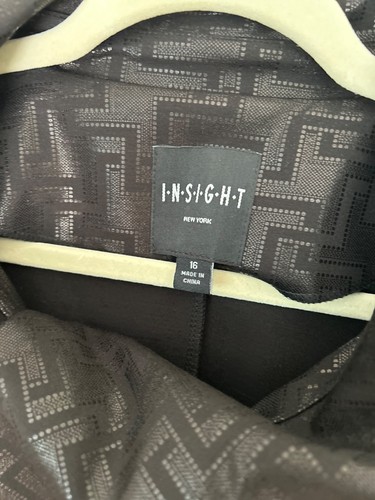 NWT Insight New York Pointe Cowl Coat Black Geometric Mid-Length Size 16 - Picture 7 of 10