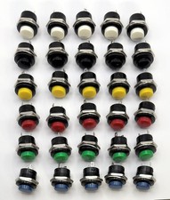 30 Pack 15mm Momentary Push Button Switches 6 Colors 6A 125V 3A 250V 2 Pin USNew