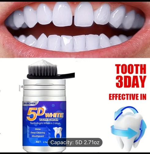5D White Tooth Powder - Tiefenreinigungsformel für frischen Atem und Mundhygiene - Bild 3 von 4