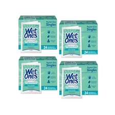 4 Pack Wet Ones Sensitive Skin Hand Wipes Unscented Individually Wrapped 24 Each