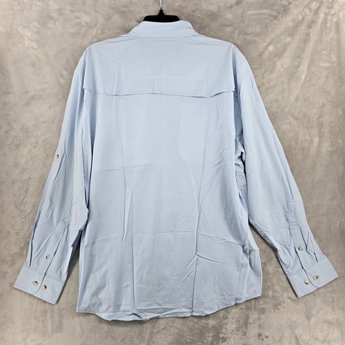 Poncho Fishing Long Sleeve Mens Large Regular Fit Button Up Nylon Blue New - Picture 9 of 9