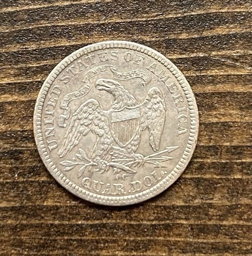 1877-CC sitzende Freiheit Viertel vz/AU Carson City 25C Silber - Bild 6 von 6