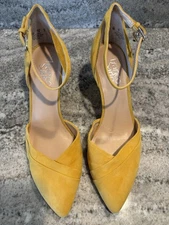 Franco Sarto Size 8M Wedge Heels Mustard Suede Pristine Used Condition 3 In Heel
