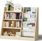 Kids Bookshelf 5 Tier Wooden Book Rack Toy Storage Organizer for Nursery Room