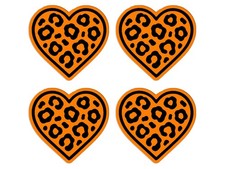 Leopard Print Heart Valve Stem Caps Wheel Charms Set Of 4 Tire Car Accessories