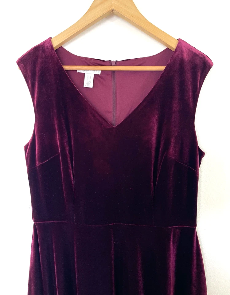London Times Womens Velvet Dress Size 12 Wine Burgundy Cocktail Holliday Event  - Image 3 of 4