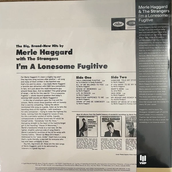 Merle Haggard and The Strangers I'm A Lonesome Fugitive Exclusive Burgundy Vinyl - Image 2 of 4