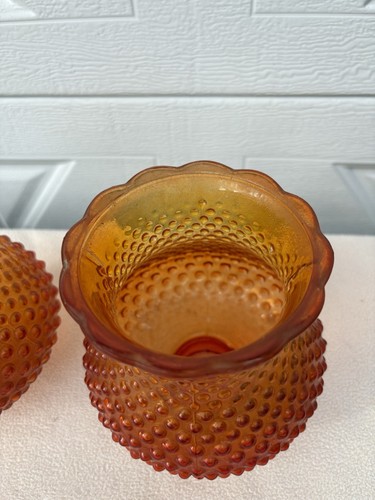 2ct Vintage AMBERINA Amber HOBNAIL Lamp Shade Lot NICE! - Picture 6 of 11