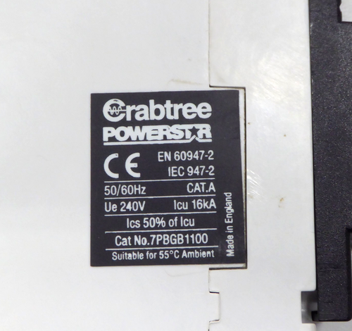 Crabtree Powerstar 7PBGB1100 Cat A 100 A Single Pole MCCB 240V 16kA 100A 1 P - Picture 4 of 8
