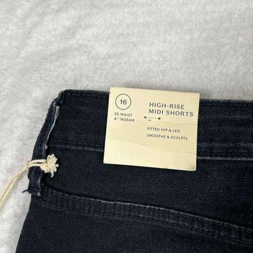 Universal Thread Damen Gr. 16 Jeansshorts hoher Bund Midi Denim dunkel abgeschnitten neu mit Etikett - Bild 14 von 17