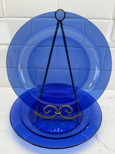 4-Arcoroc Saphir Blue Cobalt Glass France Plates 91/4” - Picture 8 of 17