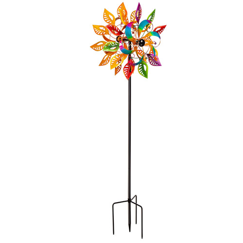 75"H Colorful Filigree Leaves Wind Spinner - Picture 6 of 6