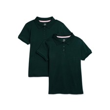 Wonder Nation Girls Size XS Green Uniform Interlock Polo Shirt 2-Pack  --EB6--